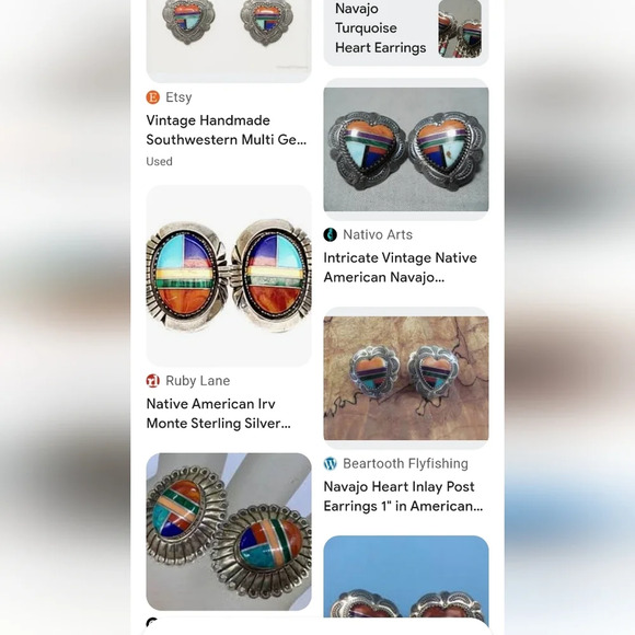 Intricate Vintage Native American Navajo Turquoise QT Sterling Silver Earring - Picture 5 of 6